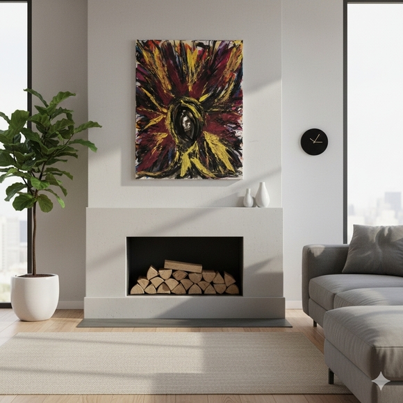 Handmade Other - HANDCRAFTED Painting HANDPAINTED Abstract Artwork Stretch Canvas Wall Art Decor